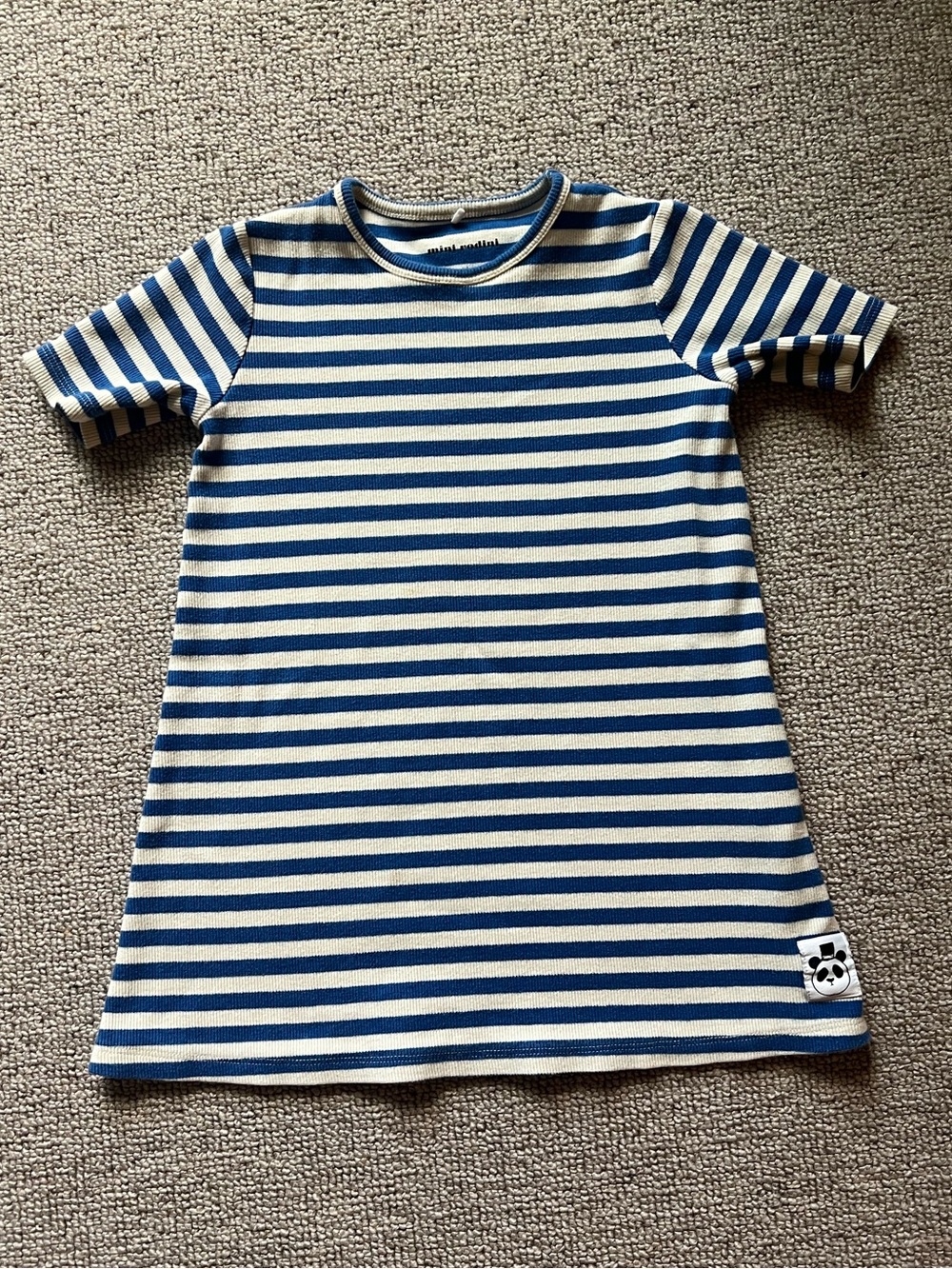 Mini Rodini Blue & White Striped Kids Tee Dress